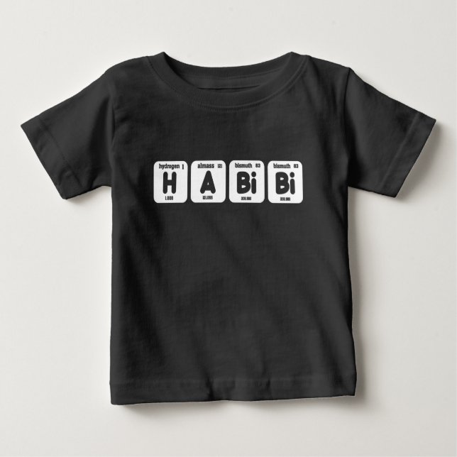 Camiseta Para Bebê Habibi Funny Árabe Libanês Palavra Mesa Periódica (Frente)