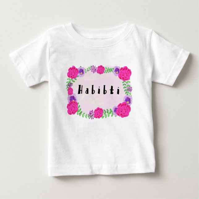 Camiseta Para Bebê Habibti Habibi Tshirt árabe para crianças (Frente)
