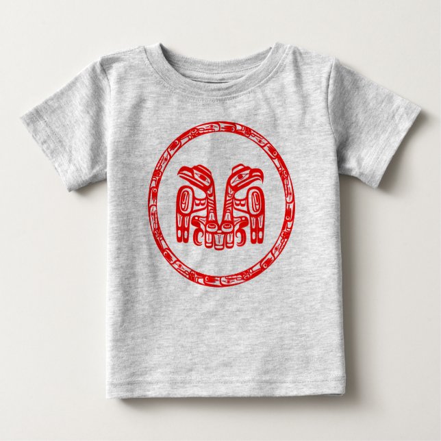 Camiseta Para Bebê Haida Ritual Canadá Indígenas Dupla Águia (Frente)
