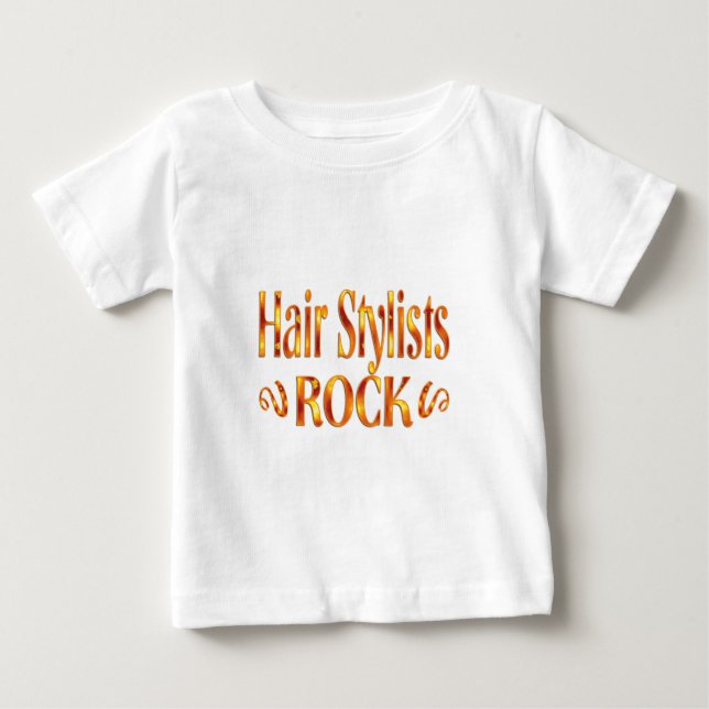 Camiseta Para Bebê Hair Stylists Rock (Frente)