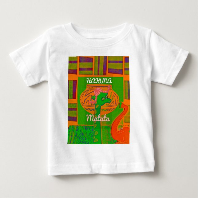 Camiseta Para Bebê Hakuna Giraffe Art Impressão (Frente)
