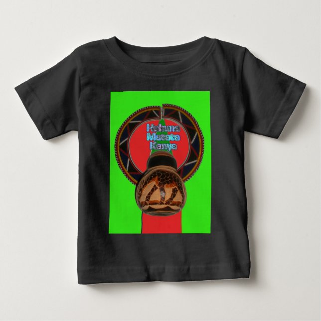 Camiseta Para Bebê Hakuna Matata Kenya Art Impressão (Frente)