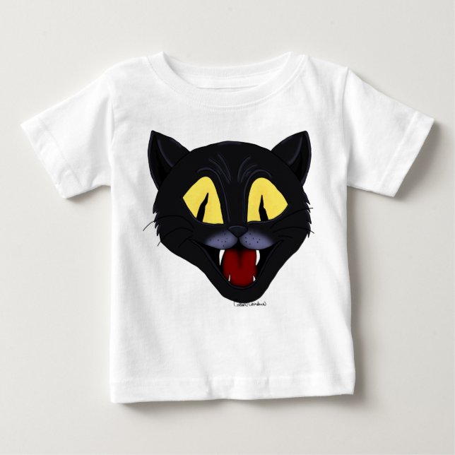 Camiseta Para Bebê Halloween Black Cat  (Frente)