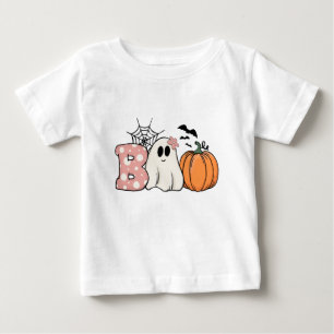 Camiseta Para Bebê Halloween Boo Ghost Pumpkin Bats Cobweb