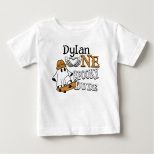 Camiseta Para Bebê Halloween Branco Um Cara Assustador Aniversário de