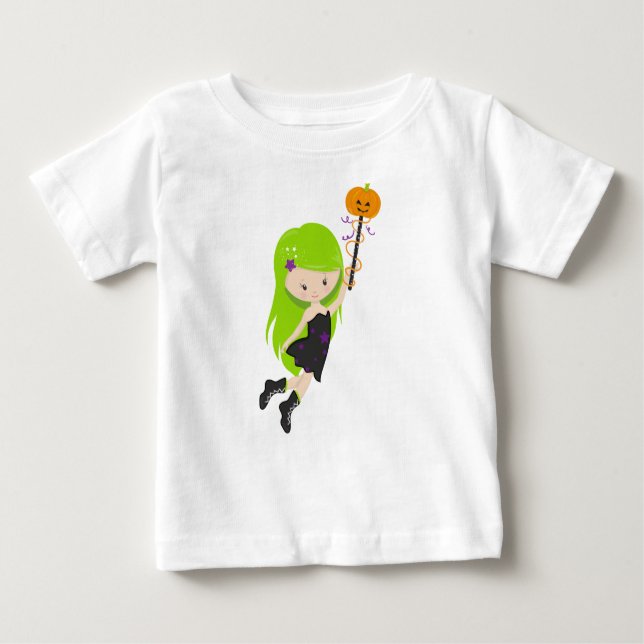 Camiseta Para Bebê Halloween, Bruxa, Abóbora, Truque Ou Tratar, Boo (Frente)