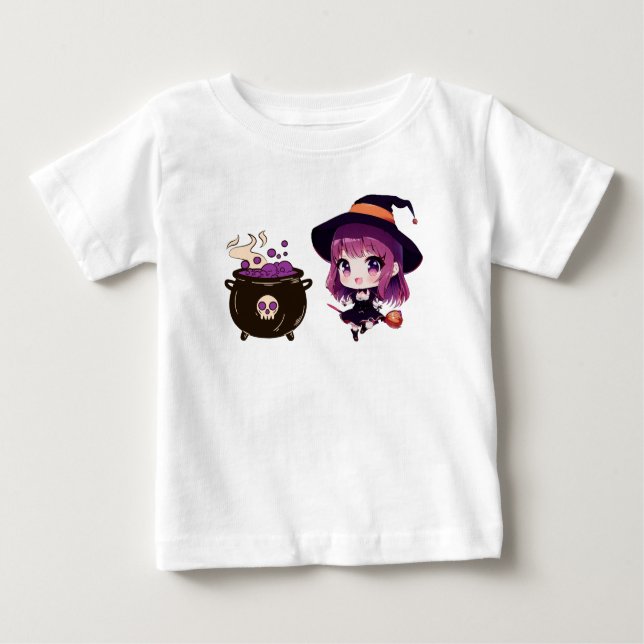 Camiseta Para Bebê Halloween/bruxa/outono/outubro (Frente)