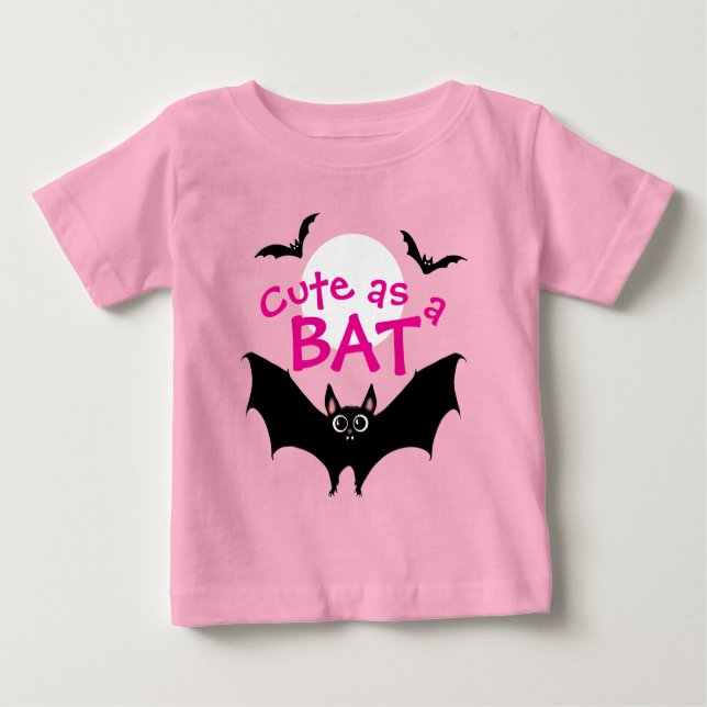 Camiseta Para Bebê Halloween Cute como um Bat (Frente)
