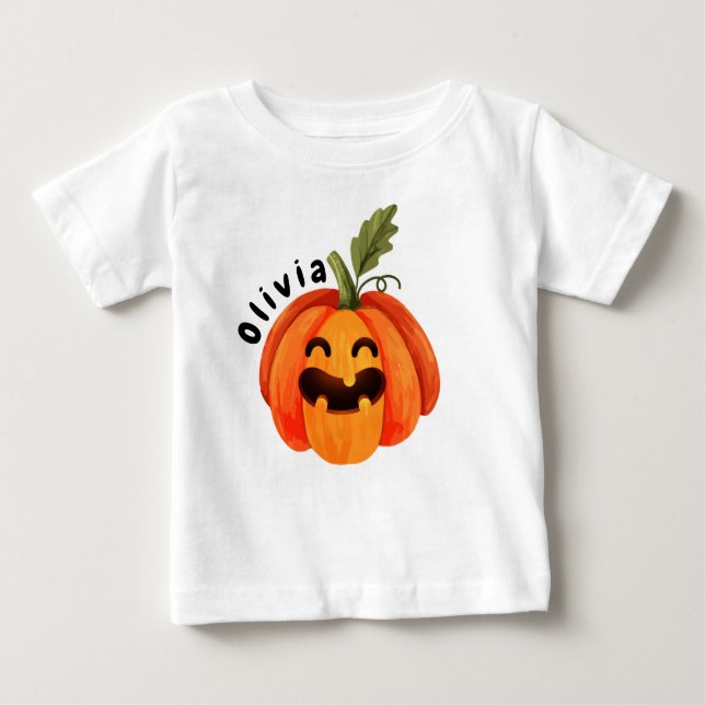 Camiseta Para Bebê Halloween de abóbora personalizado (Frente)