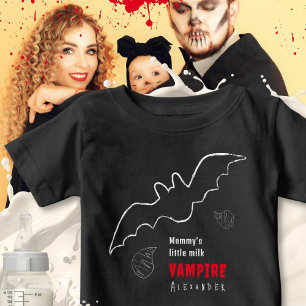 Camiseta Para Bebê Halloween de Bat Vampiro de Leite Assustador