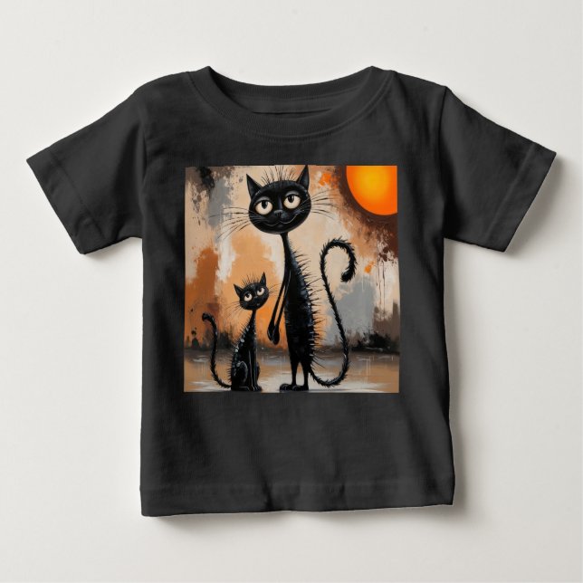Camiseta Para Bebê Halloween de Gato Pequeno (Frente)
