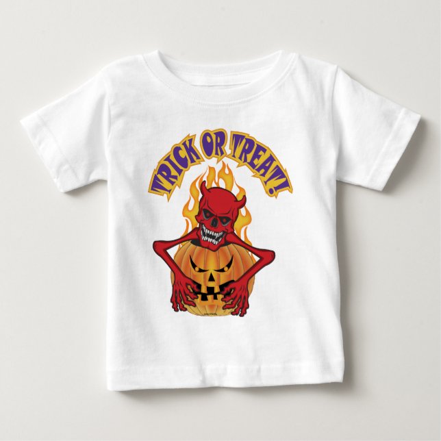 Camiseta Para Bebê Halloween Devil Skul (Frente)