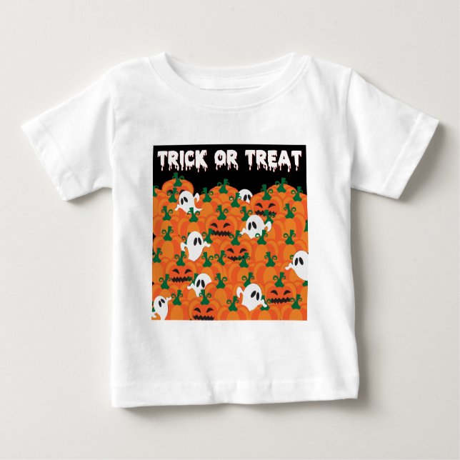 Camiseta Para Bebê Halloween Fantasmas Assombrados Pumpkin Patch (Frente)