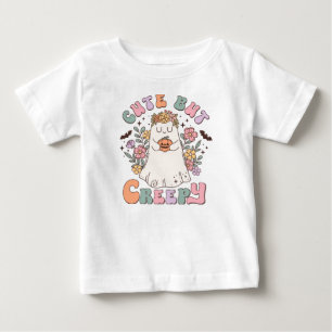 Camiseta Para Bebê Halloween Fofo Mas Assustador