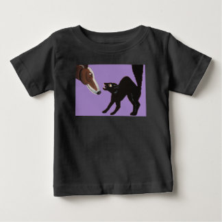 Camiseta Para Bebê Halloween Greyhound with Angry Black Cat