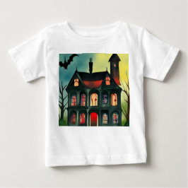 Camiseta Para Bebê Halloween Haunted House