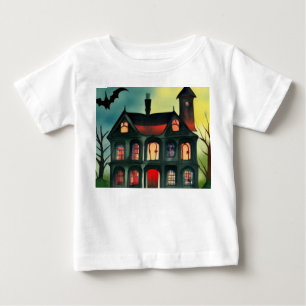 Camiseta Para Bebê Halloween Haunted House