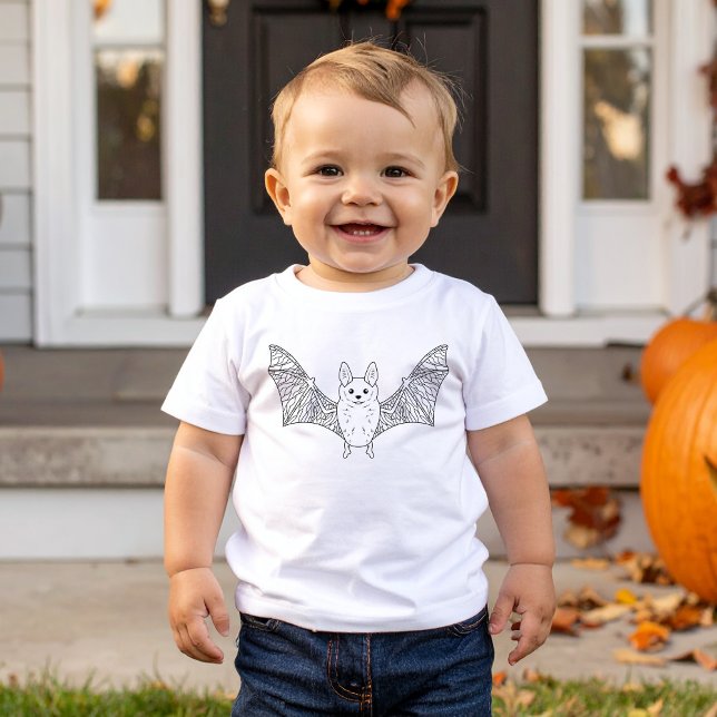 Camiseta Para Bebê Halloween, Linha Mínima de Arte, Bat Animal Bat Fl (Disclaimer: This image is a digital mockup.)