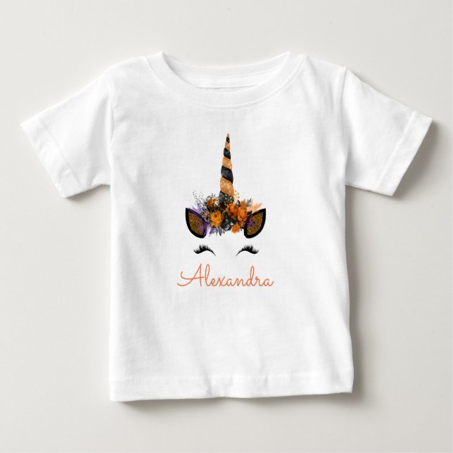 Camiseta Para Bebê Halloween Magical Unicorn Glitter and Sparkle (Frente)