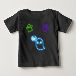 Camiseta Para Bebê Halloween Neon Ghosts