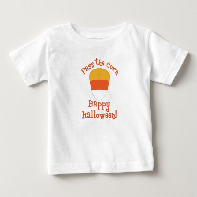 Camiseta Para Bebê Halloween Passe o Milho Doce (Frente)