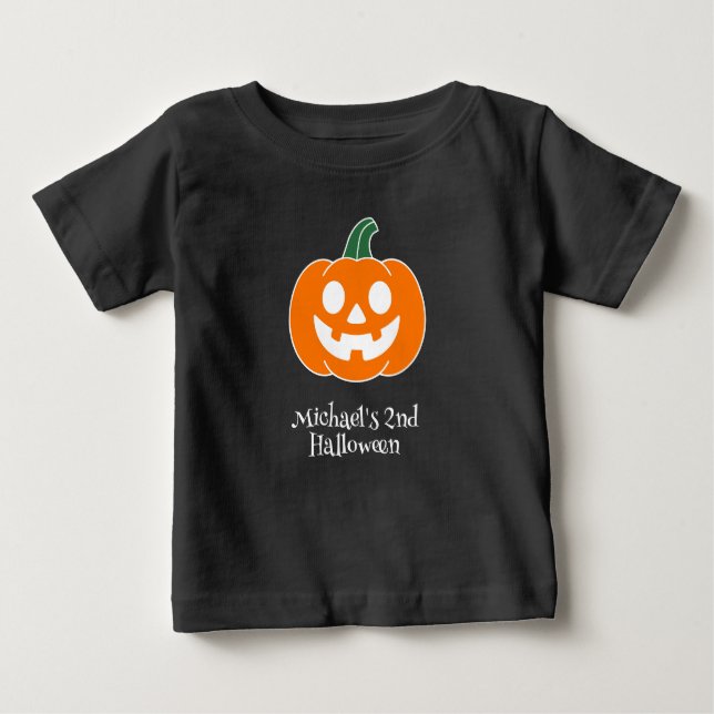 Camiseta Para Bebê Halloween Pumpkin Baby Boy (Frente)
