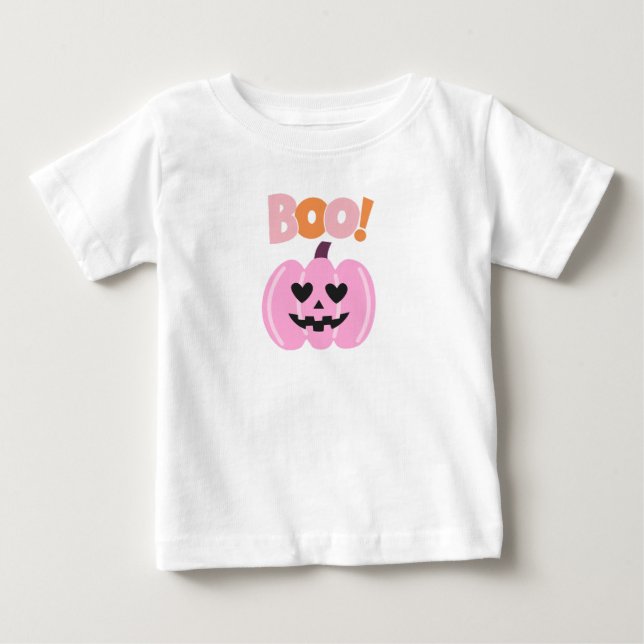 Camiseta Para Bebê Halloween Rosa (Frente)