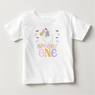 Camiseta Para Bebê Halloween Roxo Assustador Um Aniversário de 1 ano