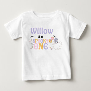 Camiseta Para Bebê Halloween Roxo Assustador Um Aniversário de 1 ano