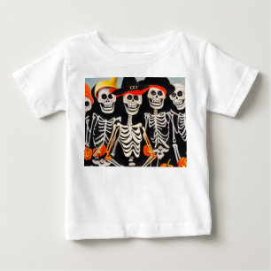 Camiseta Para Bebê Halloween Skeletons