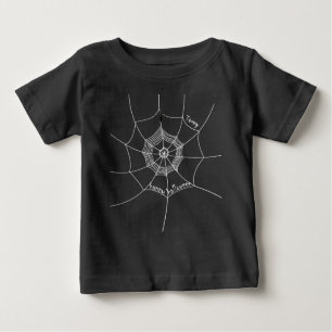 Camiseta Para Bebê Halloween Spider Web Spooky Scary Whimsical