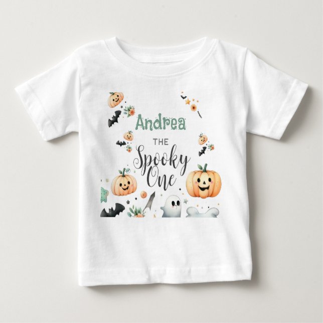 Camiseta Para Bebê Halloween Spooky primeiro (Frente)
