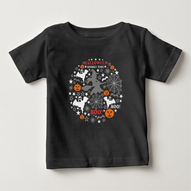 Camiseta Para Bebê Halloween Spooky Time (Frente)