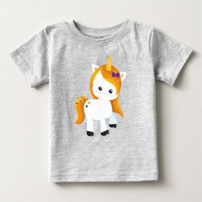 Camiseta Para Bebê Halloween Unicorn, Magic Unicorn, Cute Unicorn (Frente)