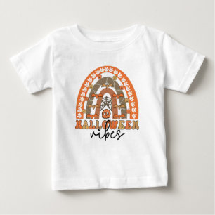 Camiseta Para Bebê Halloween Vibes Boho Rainbow Fall Halloween