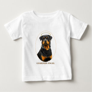 Camiseta Para Bebê halo do rottweiler do anjo-da-guarda