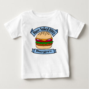 Camiseta Para Bebê Hambúrgueres BBQ Nekkid Sem Roupa
