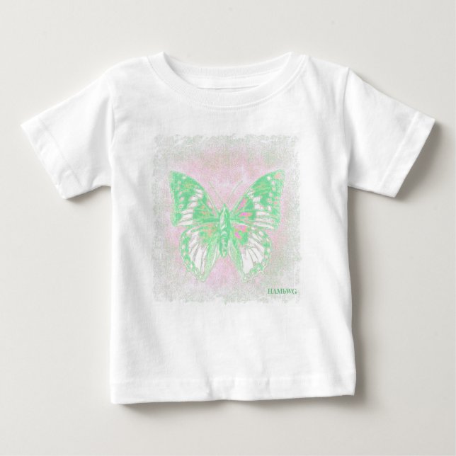 Camiseta Para Bebê HAMbWG - Camisola - Borboleta Verde (Frente)