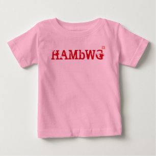 Camiseta Para Bebê HAMbWG - Cor-de-rosa com capuz vermelha