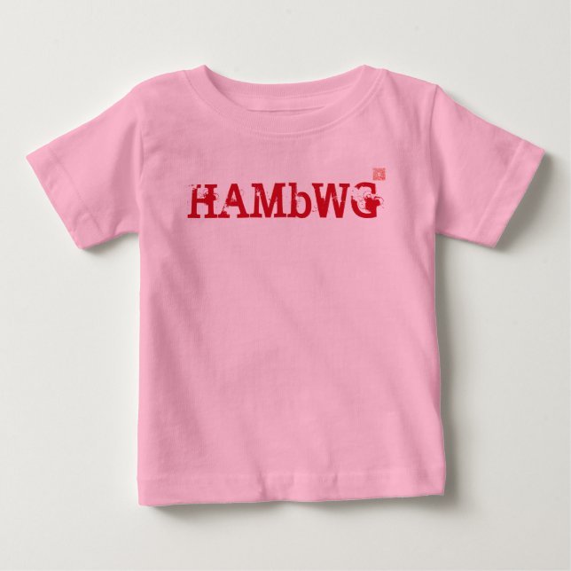 Camiseta Para Bebê HAMbWG - Cor-de-rosa com capuz vermelha (Frente)