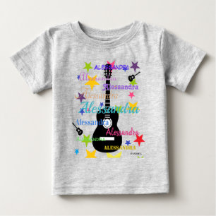 Camiseta Para Bebê HAMbyWG - Design de violão com estrelas