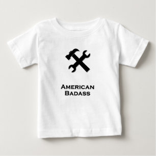 Camiseta Para Bebê Hammer Wrench American Badass preto