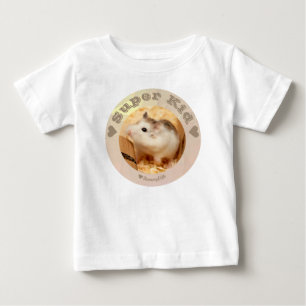 Camiseta Para Bebê HammyVille - Hamster Branco Marrom - Super Criança
