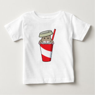 Camiseta Para Bebê Hamster com Bebida