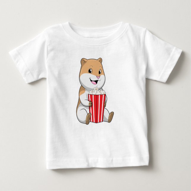 Camiseta Para Bebê Hamster com Cone de Pipoca (Frente)