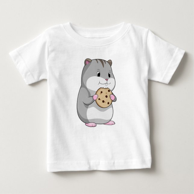 Camiseta Para Bebê Hamster com Cookie (Frente)