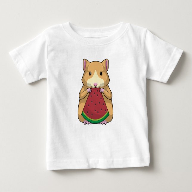 Camiseta Para Bebê Hamster com Melancia (Frente)