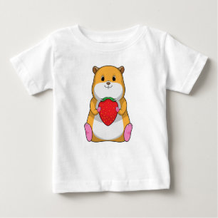 Camiseta Para Bebê Hamster com Morango