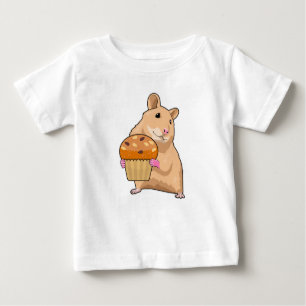 Camiseta Para Bebê Hamster com Muffin