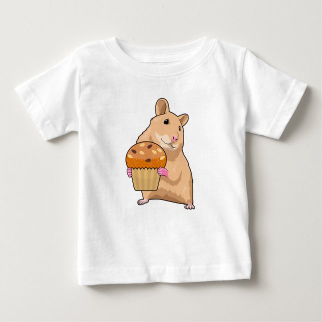 Camiseta Para Bebê Hamster com Muffin (Frente)